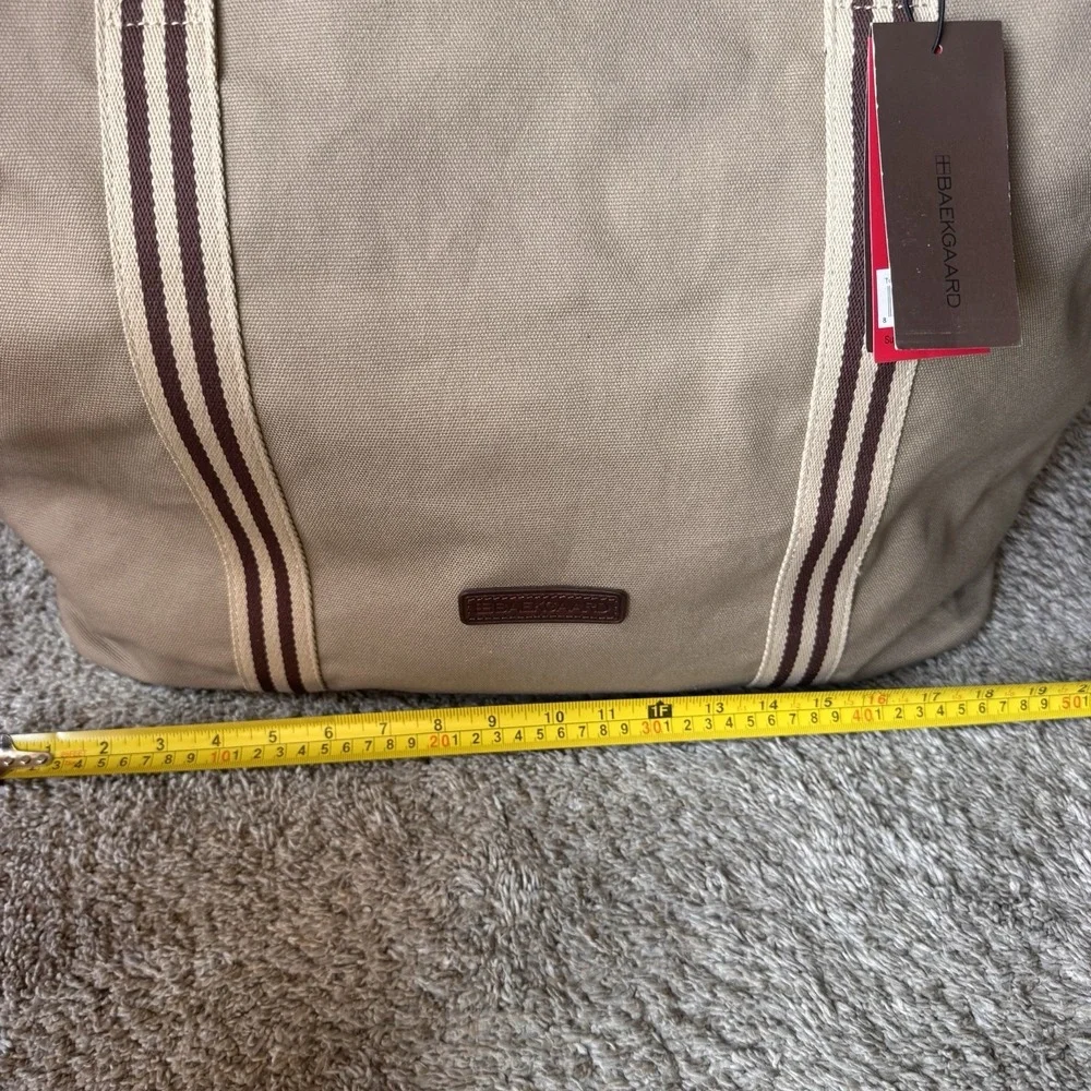 Baekgaard Tom Zipper Tote in Desert Tan Canvas with Italian Leather NWT